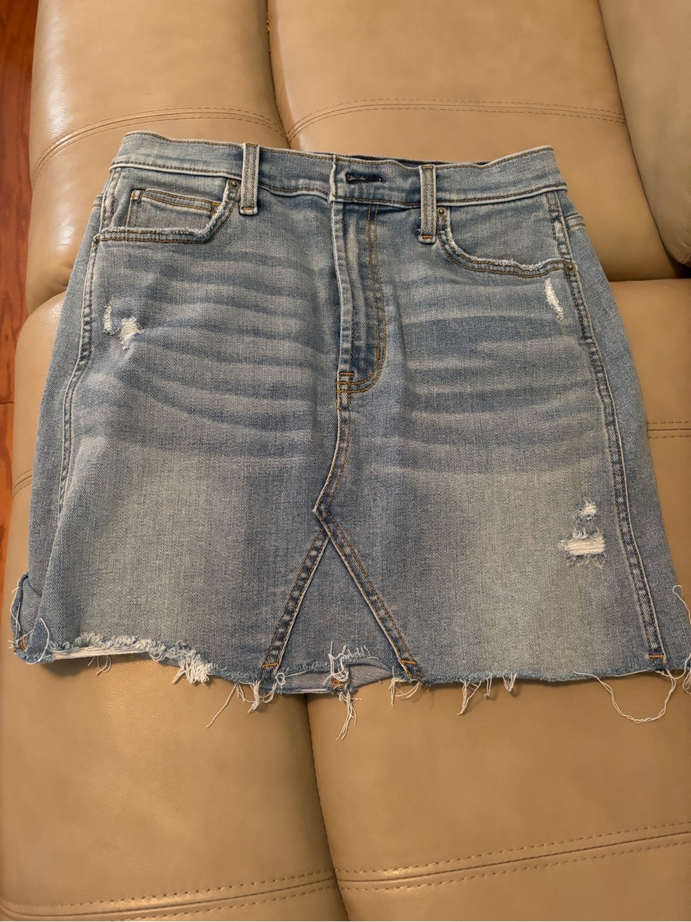 Arizona Jean Company Light Blue Distressed Denim Mini Skirt